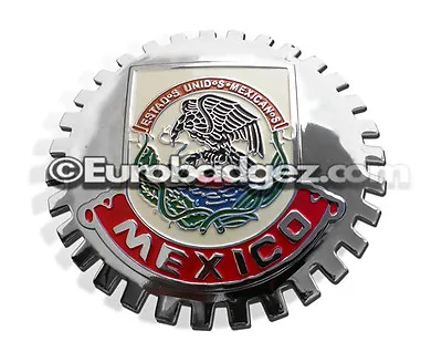 1 NEW Chrome Front Grill Badge Mexican Flag Spanish Bandera De MEXICO MEDALLION  • $19.99