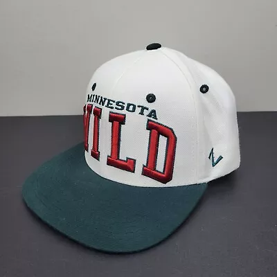 Minnesota Wild Hat Cap Mens Snapback White Spell Out Logo Zephyr Hockey NHL • $18.66