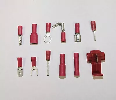 Red Insulated Crimp Terminal Connectors Ring Fork Spade Bullet Pin Butt Blade • £6.79