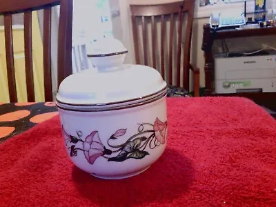 Villeroy & Boch Palermo Sugar Bowl & Lid Pink Morning Glory Flowers Brown Trim • $9.99