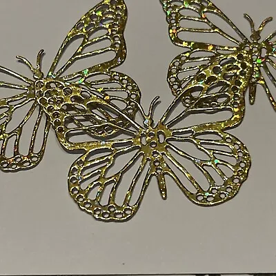 10 X Gorgeous Gold Hologram Card Die Cut Butterflies Wedding Party Decorations • £1.95