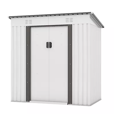  4'x6' Outdoor Storage Shed Garden Tool Utility House Galvanized Steel Building • $169.99