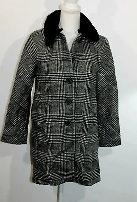 $95 • Buy Zara Women's  Check Coat Jacket Wool Removable  Collar US M 7770 