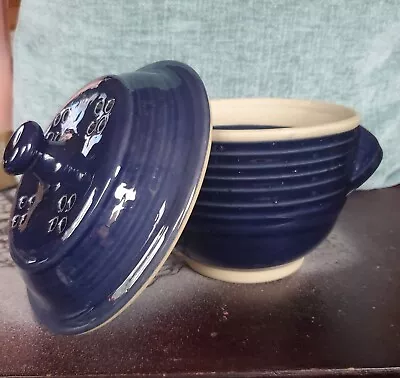 Rare-Stoneware Vegetable Microwave Steamer Blue Pot Portugal Cooking Kitchen • $26