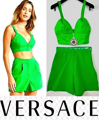 New Vintage 1995 Versace Jeans Couture Bustier Shorts 2pc Set 40 42 4 6 Crop S M • $2781.23