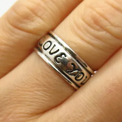 925 Sterling Silver   I Love You / I Need You  Band Ring Size 6 3/4 • $25.99