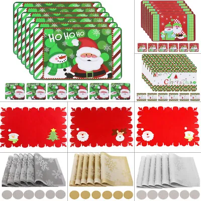 £7.39 • Buy Set Of 6 Place Mats / Coasters Christmas PVC Dining Table Placemats Wipe Clean