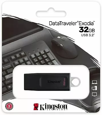 Kingston Data Traveler Exodia 32GB USB 3.2 Flash Stick Pen Memory Drive - Black  • £5.50