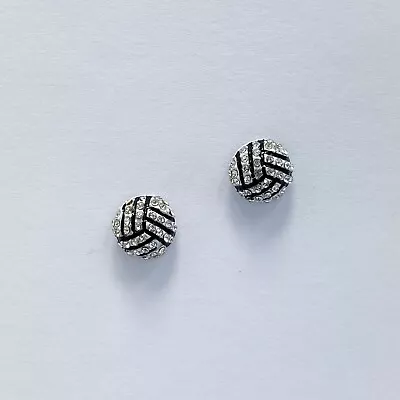 Clear Rhinestones Deco Sports Volley Ball Design Shape Mini Stud Post Earrings • $9.99
