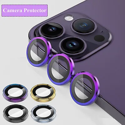 For IPhone 13 14 15 /15 Pro Max Metal Ring  Camera Lens Protector Tempered Glass • $4.59
