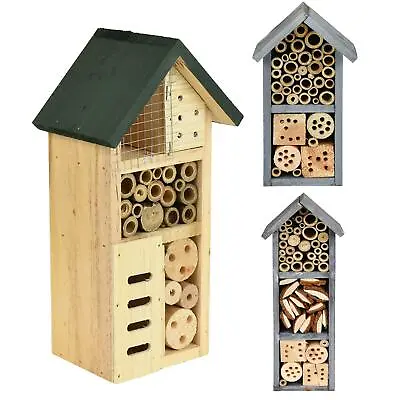 Wooden Insect Bee House Shelter Natural Wood Bug Hotel Garden Nest Nesting Box • £7.99