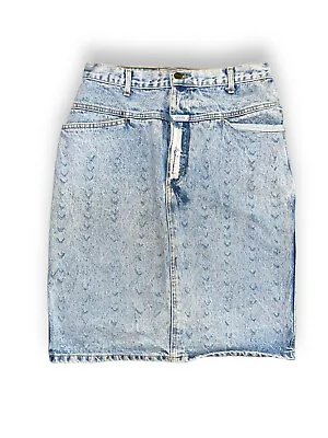 VTG 90s Y2K MARITHE FRANCOIS GIRBAUD Denim Skirt Distressed Acid Wash USA 11/12 • $59