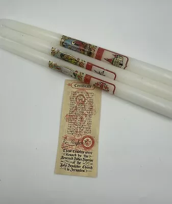White Candles From Holy Land Jerusalem With Certificate. Communion/church/Jesus • £14.99