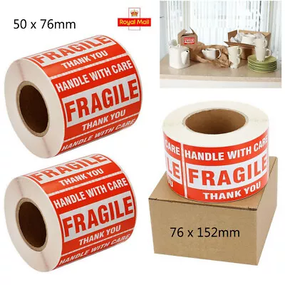 £7.42 • Buy 2000 Fragile Stickers - Handle With Care Thank You Shipping Labels Self Adhesive