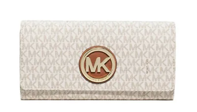 Michael Kors Fulton Carryall Large Wallet Signature Vanilla & Brown • $92.40