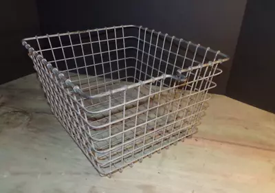 Vintage Metal Wire Industrial Gym Locker Basket Clean & Straight 13  X 12  X 8  • $26.95