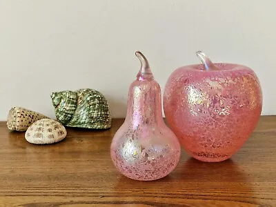 £30 • Buy Large Pink Iridescent Glass Apple And Pear Heron Glass?
