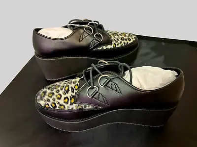 YRU Strange Cult Cvlt Bela Leopard Punk Emo Goth Rocker Platform Shoes • £57.01