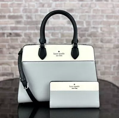 Kate Spade Madison Leather Medium Satchel Crossbody Shoulder Bag Wallet Set • $305.94