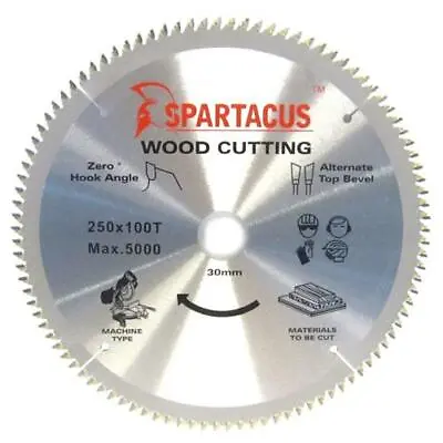 Spartacus Wood Cutting Saw Blade 250 Mm X 100 Teeth X 30mm Makita MLS100 • £30.99