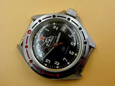 Military VOSTOK  Tank  Komandirskie Black Dial Date Soviet USSR Watch • $80