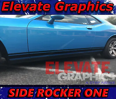 For Dodge Challenger Side Rocker One Stripes Vinyl Graphics Decals Sticker 08-21 • $39.99