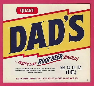 Vintage Dad's  Root Beer Bottle Quart Bottle Label • $14.99