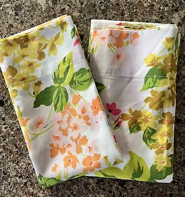 NOS Vtg Springmaid Marvelaire Yellow Green Pink Floral KING Pillowcases UNUSED • $25