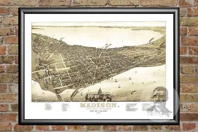 Old Map Of Madison WI From 1885 - Vintage Wisconsin Art Historic Decor • $59.99