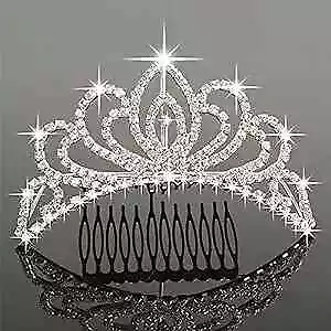  Mini 4.4  Silver Crystal Tiara Crown Headband Princess Elegant Crown With  • $17.07