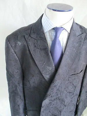 Ibiza San Rafael Black Floral Paisley Formal Wedding Blazer Sport Coat Jacket 48 • $99.99