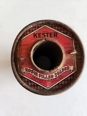 Vintage KESTER Rosin Filled Solder On Metal Spool Mancave Garage Decoration • $28