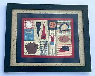 American Memories Patchwork Quilt Sports Baseball Basketball Football Flags • $35