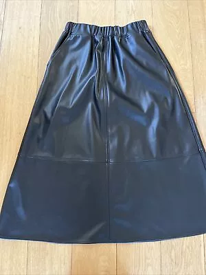 M&S Collection Black Faux Leather Skirt Size 8 • £10