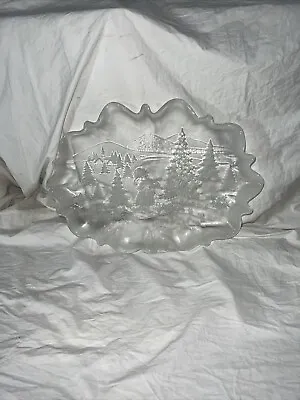 Mikasa Christmas Story SA 600/349 Oval Crystal Glass Canape Platter 17 1/4  • $16.89