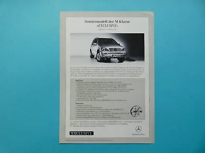 Brochure / Price List Mercedes W163 M-Class Exclusive - 01/02 • $2.33