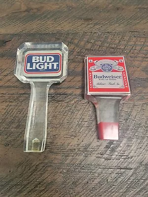 Vintage Budweiser King Of Beers & Bud  Light Beer Tap Handles Lucite 6” 7.25  • $27