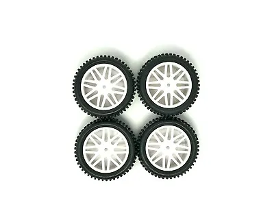 HSP RC Buggy Off Road Wheels RC Car Pin Tyres 5 Spoke White X 4 Front And Rear • £11.99