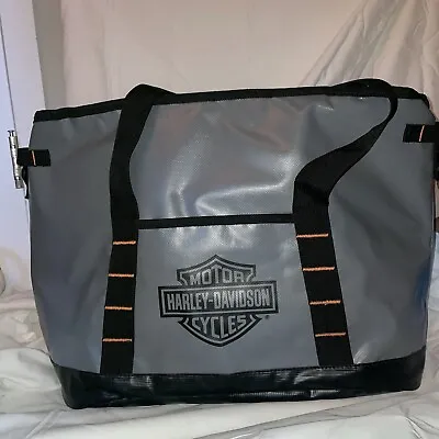 BIG Harley Davidson Motorcycles Grey Black Orange Cooler Freezer Tote Bag Travel • $30