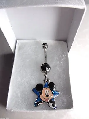 Walt Disney World Double Sided Mickey Mouse Charm On Black Crystal Belly Bar  • £18.95