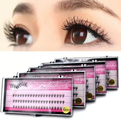60X Individual Flare Cluster Eyelashes Knotted Eyelash Extensions False Lashes ☆ • $2.52