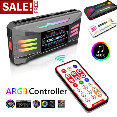 COOLMOON ARGB Controller 4Pin PWM 5V 3Pin ARGB Cooling Fan Smart Remote Control • $12.72