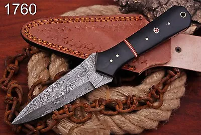 Double-Edged V42 Military Damascus Steel Dagger Boot Knife Camel Bone Handle-x69 • $31.50