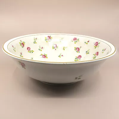 MINTON 9901 Antique Earthenware 15 1/2  Basin Huge Bowl Pink Roses Shabby Chic • $125