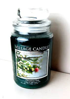 Village Candle Christmas Pine Scented In Large Glass Jar 22 Oz NEW • $28.95