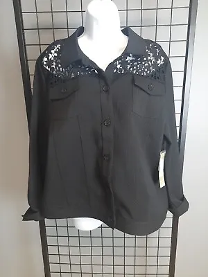 Erin London Women's Jacket Stretch Long Sleeve Black Size L • $22.49