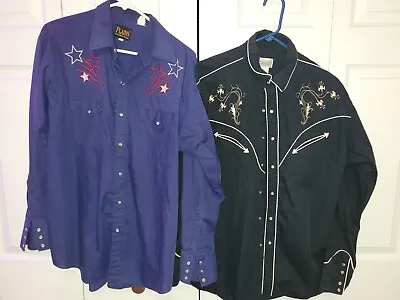 Lot Of 2 Vintage Western Shirts Snap Button PLAINS EXPRESS RIDER • $49.99