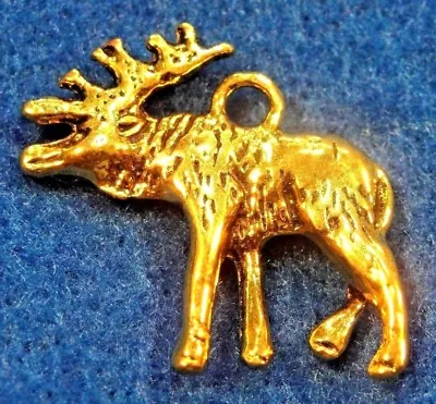 10Pcs. Tibetan Antique Gold 3D Reindeer DEER Elk Moose Charms Drops AN201 • $8.99