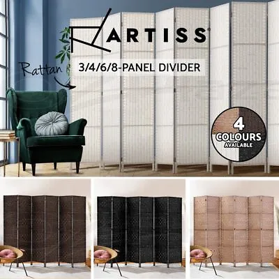 Artiss 3/4/6/8 Panel Room Divider Screen Privacy Dividers Stand Woven Wood • $62.95