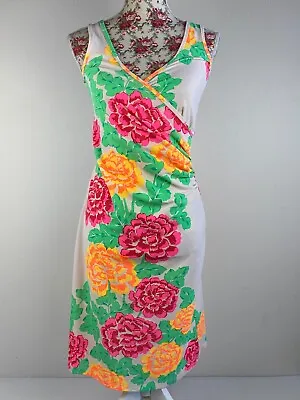 $199 • Buy Zimmerman Dress Size 1 Nylon Green Orange Floral V Neck Sleeveless Fitted Summer